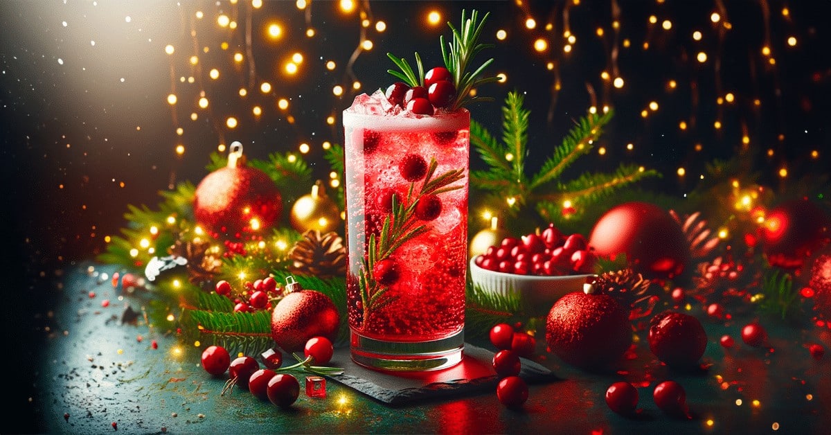 cranberry fizz o brilho vermelho do natal em um copo 2
