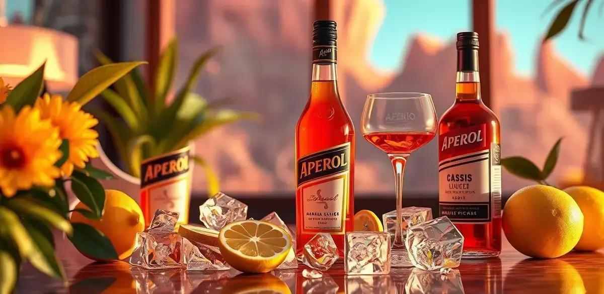 Ingredientes do Aperol com Licor de Cassis e Limão Siciliano