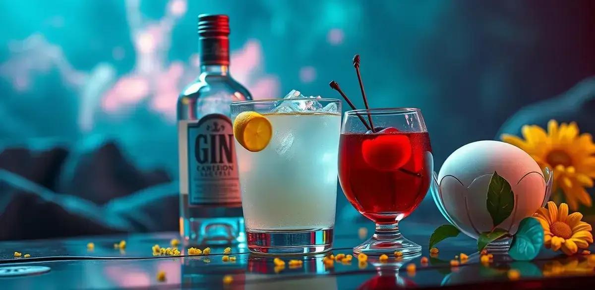 Ingredientes do Gin Sour com clara de ovo e licor de cereja