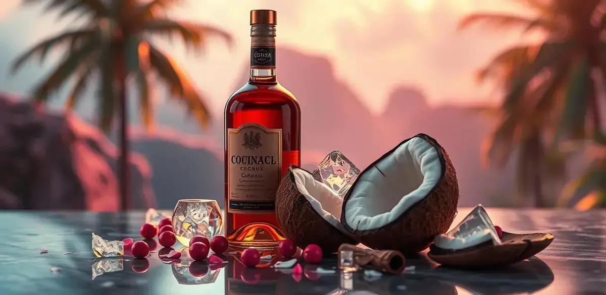 Ingredientes para Conhaque com Licor de Coco e Pimenta Rosa