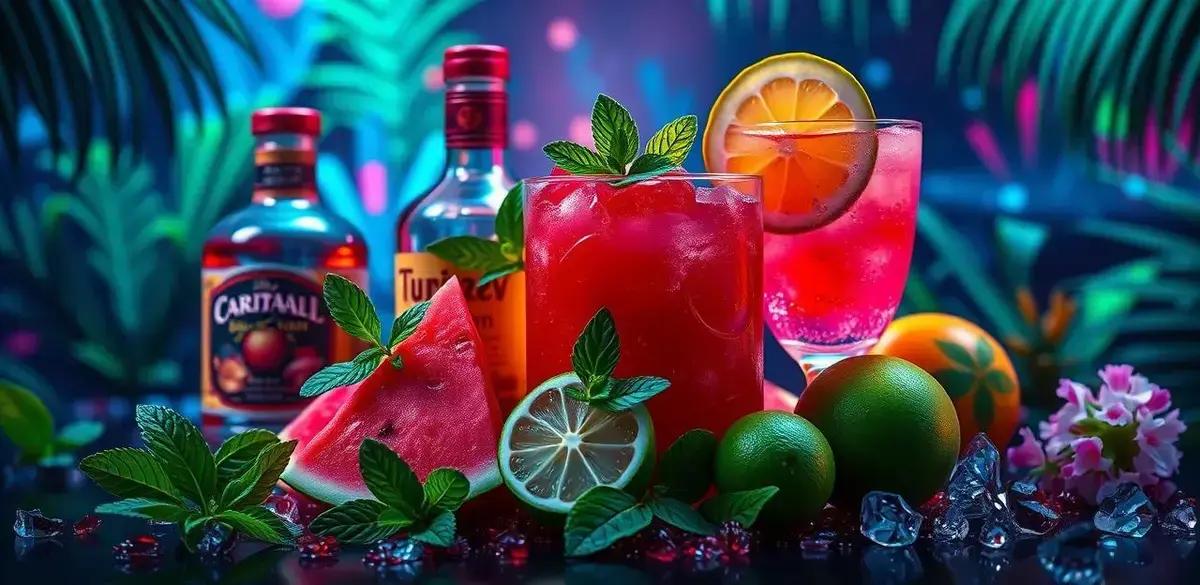 Ingredientes para Rum Tropical com Melancia e Hortelã