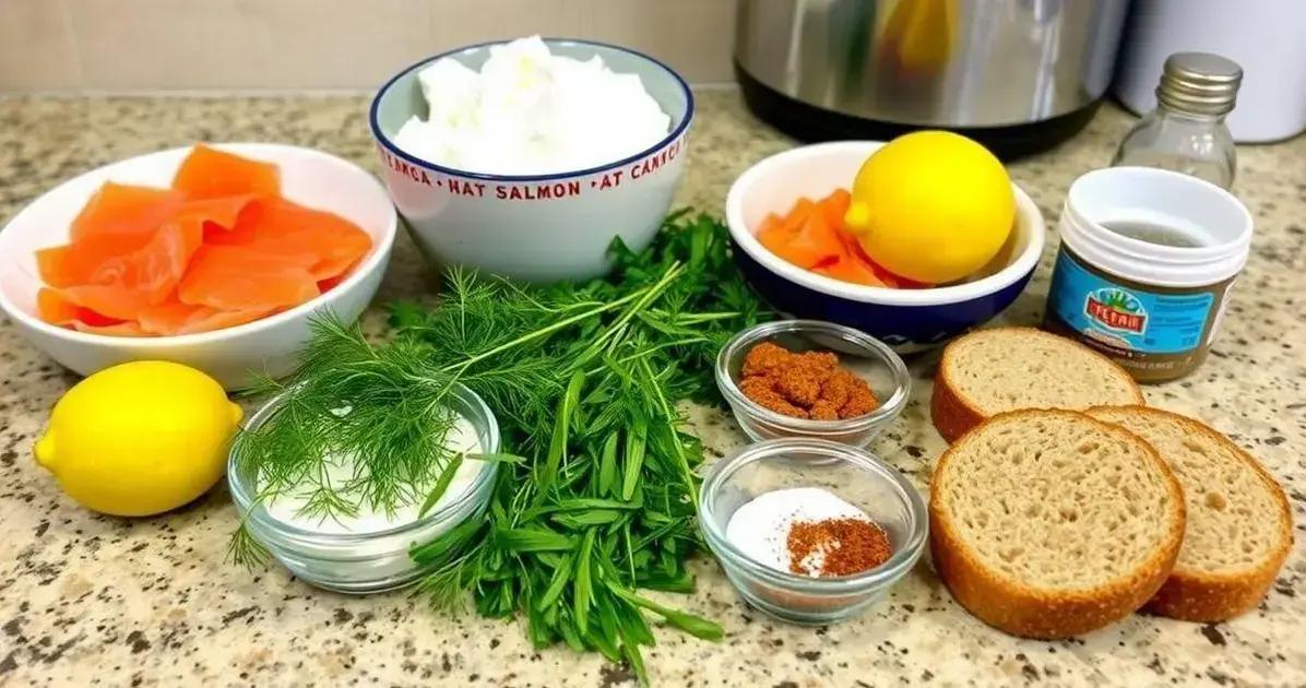 Ingredientes do Canapé de Salmão com Creme de Ricota