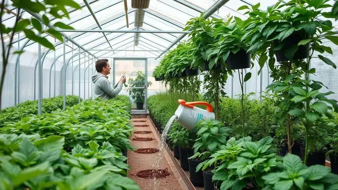 Cuidando das plantas dentro da estufa