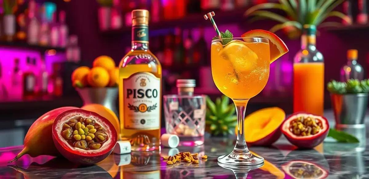 Ingredientes do Pisco Sour com Frutas Tropicais