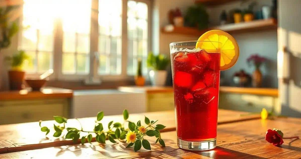 Leia mais sobre o artigo Chá Gelado de Hibisco com Limão Siciliano: Refresco Refrescante e Saudável
