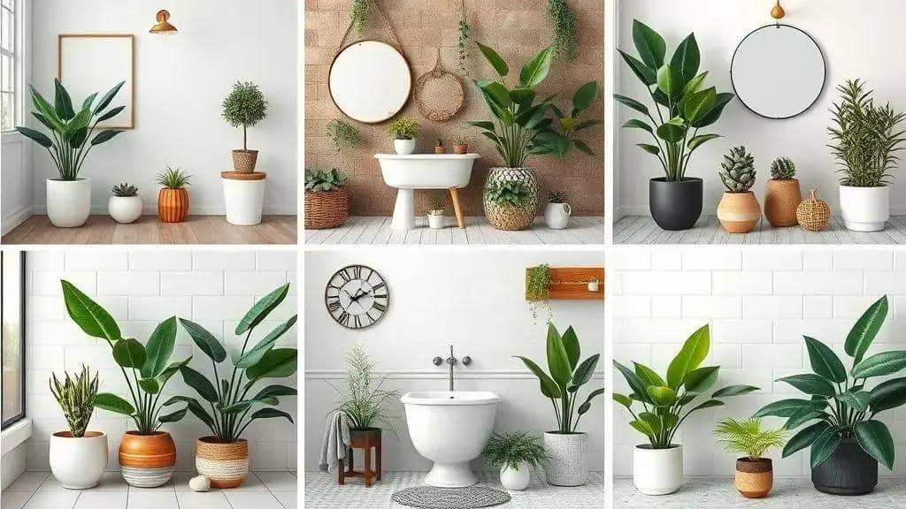 combinações de plantas e estilos de decoração para banheiro